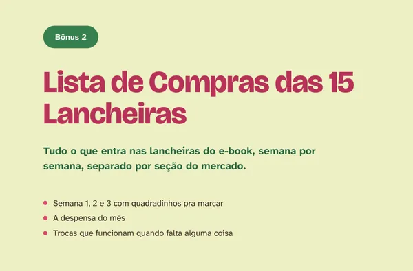 Capa do bônus Lista de Compras das 15 Lancheiras